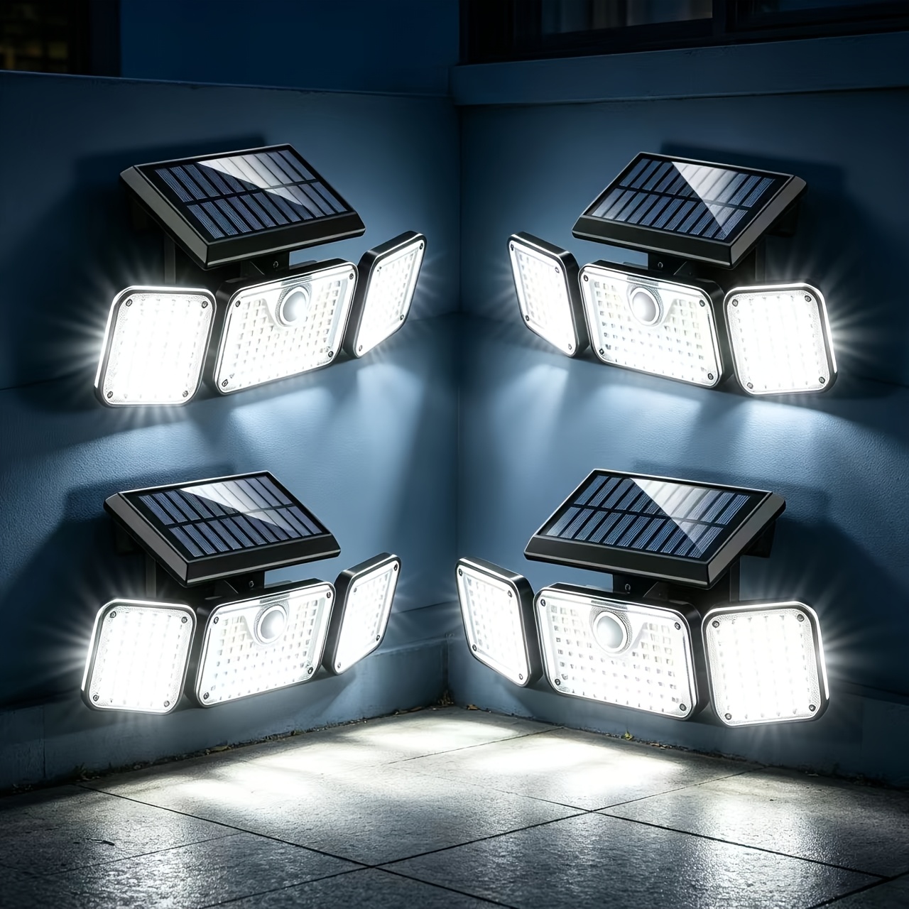 TEMU 4pcs Solar Outdoor Garden Decorative Lights, Clip-on Solar Sensor Lights, 153 Led 600 Solar Fence Lights