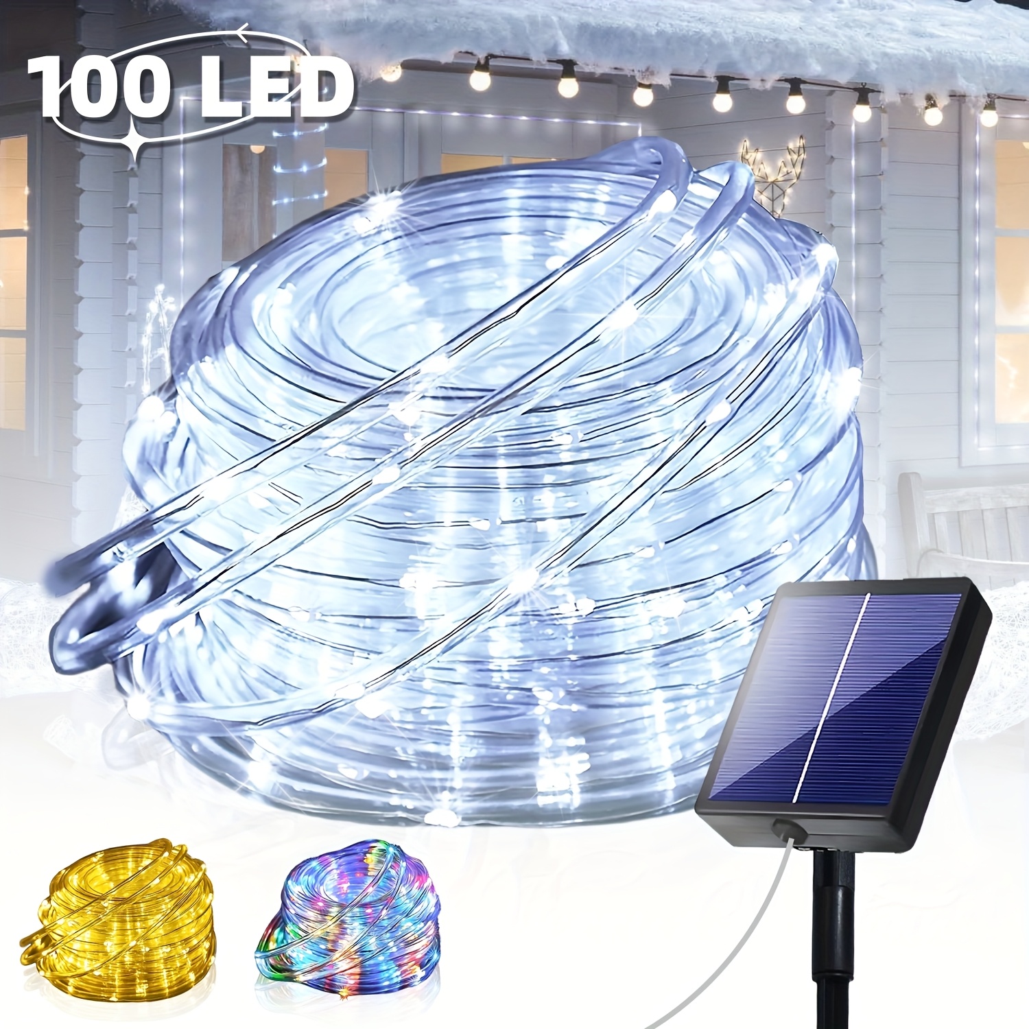 Image of 1 Fairy String Lights, Solar-powered, 7/12/22/32m Garden Decorative Light Strips, Ipx4, 10 Flashing , Light Sensor - /off, Suitable For Holiday, Fence, Patio, Tree, Wedding, Christmas Decorations