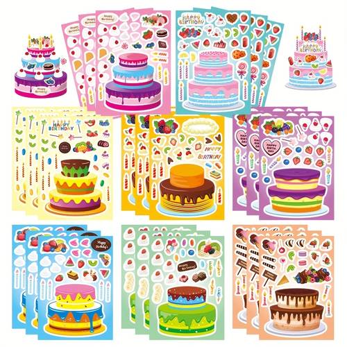 item picture 24pcs birthday stickers stickers make your own birthday cake stickers with candles happy birthday stickers classroom teacher reward stickers birthday gifts