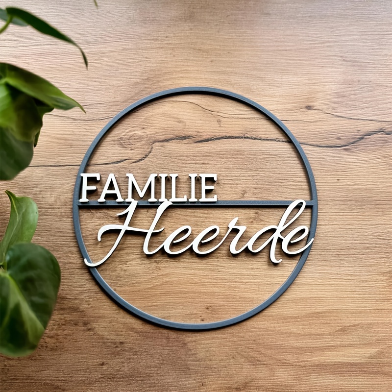 Image of 2d Flat, Personalized Front Door Sign Family Plaque Ø 20-30cm, , Entry Area, Entrance Sign, Weatherproof, Handcrafted