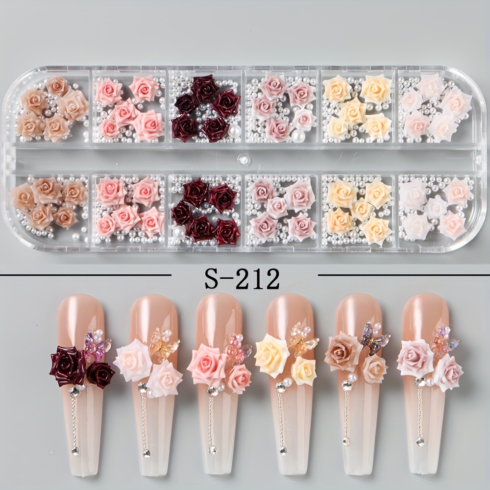 Image of A Collection Of 12 Boxes Of Nail Art Supplies For The Autumn And Winter , Featuring Colors Like Pink, Yellow, Brown, And A , Including Large, Medium, And Small Mixed Sets With In Each Compartment