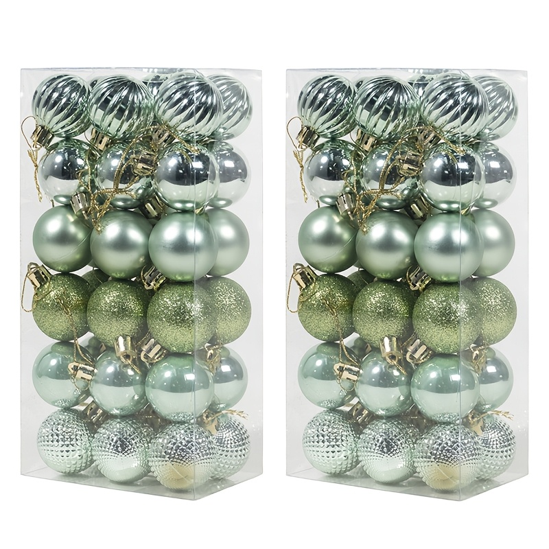 TEMU 72-teiliges Pack -Kugelornamente mit funkelnden Hängedekorationen - 4 cm/1,57 Zoll sturzsicheres, langlebiges Plastik, geeignet für Feiertags-,