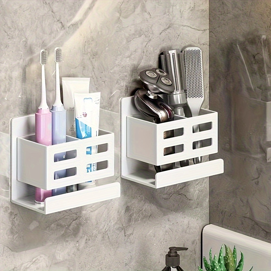 

-mounted Bathroom Organizer - Plastic For Toothbrushes, Toothpaste, Dryers & - - And Bath