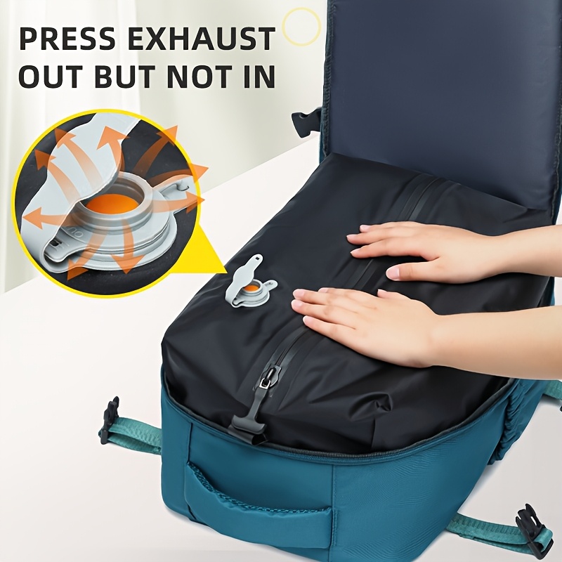 Maleta de viaje con mochila de compresión al vacío mejorada y bomba de aire, bolso de viaje de gran capacidad aprobado para avión 40x25x20 cm, mochila multifuncional de doble hombro, incluye funda de compresión al vacío con bomba, herramienta de almacenamiento que ahorra 50% de espacio, juego de bolsas de vacío con capacidad expandida, ideal para viajes familiares