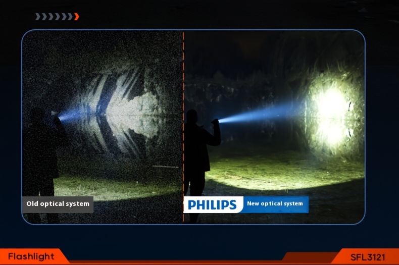 Philips Rechargeable Battery Flashlight, Ultra-Long Life, High Capacity, Portable Spotlight for Outdoor and Emergency Lighting