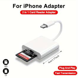 lecteur de carte sd/tf pour iphone/ipad - adaptateur 2-en-1 double fente pour et carte caméra, , compatible jusquà 512 go, vitesse 2.0 (14-16 mo/s) pour transfert de photos/vidéos, compatible avec fichiers sdxc/hd video