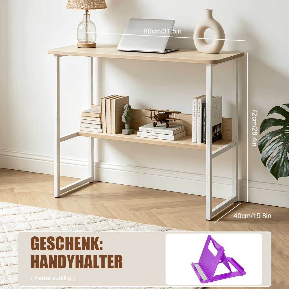 Image of Laptop Desk, Office Desk, Laptop Stand, 80 X 40 X 72cm, Includes Phone Stand, Storage Rack, , Suitable For Home Office, Study, Bedroom, Living Room