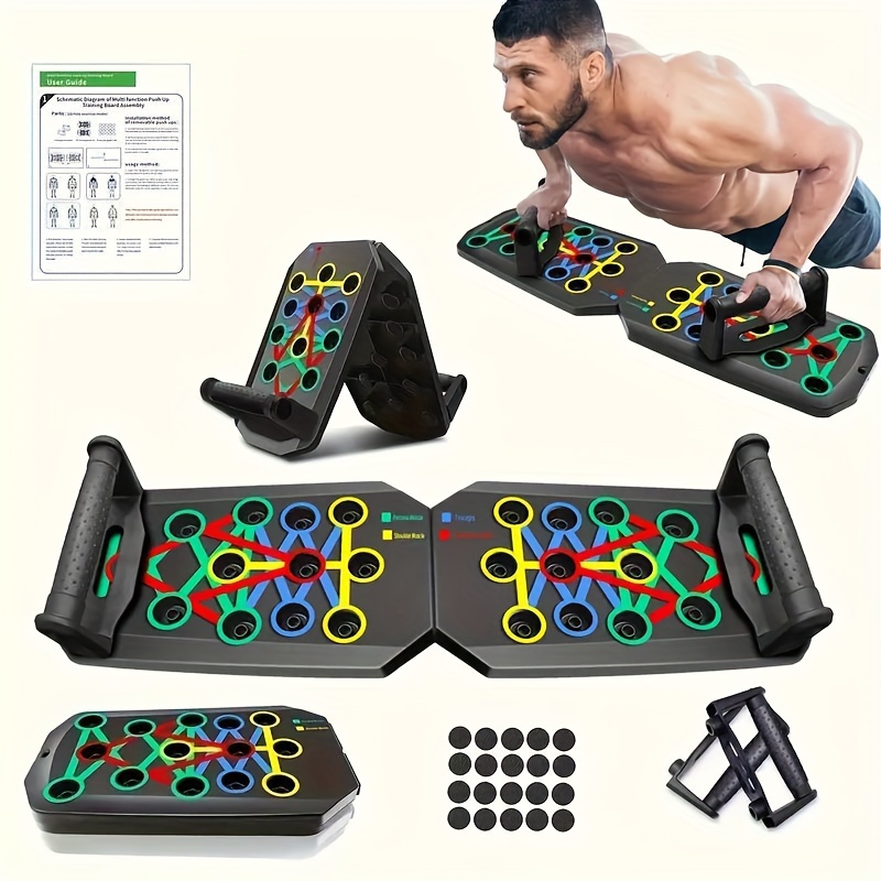 

1pc Foldable Push Up Board, Multifunctional 28 Hole Fitness Board, Suitable For Physical Exercise, Chest Muscle Exercise, Strength Training