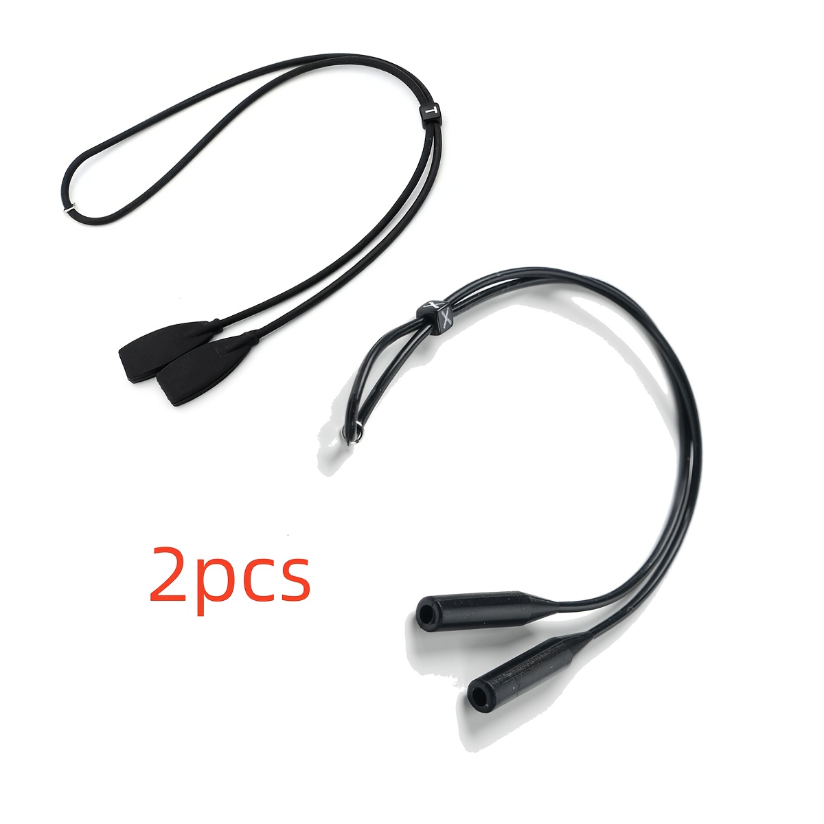TEMU 2pcs Black Silicone Glasses Ropes Adjustable Sports Casual Elastic Glasses Ropes Glasses Additions