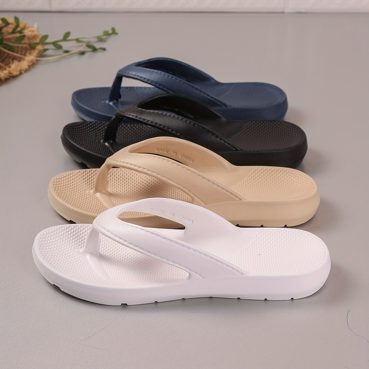 

Unisex Solid Colour Breathable Flip Flops, Comfy Non Slip Casual Durable Eva Thong Sandals For Men & Women, Summer