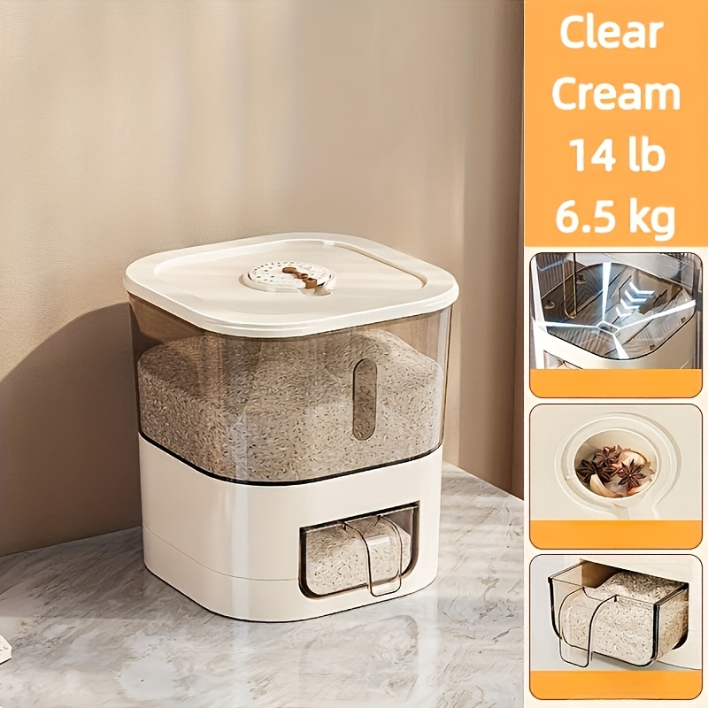 Temu – TEMU Automatic Rice Dispenser With Measuring Cup | Large Capacity, Moisture-proof And Sealed Rice Storage Box, Ideal For Storing Rice, Grains, Flour,