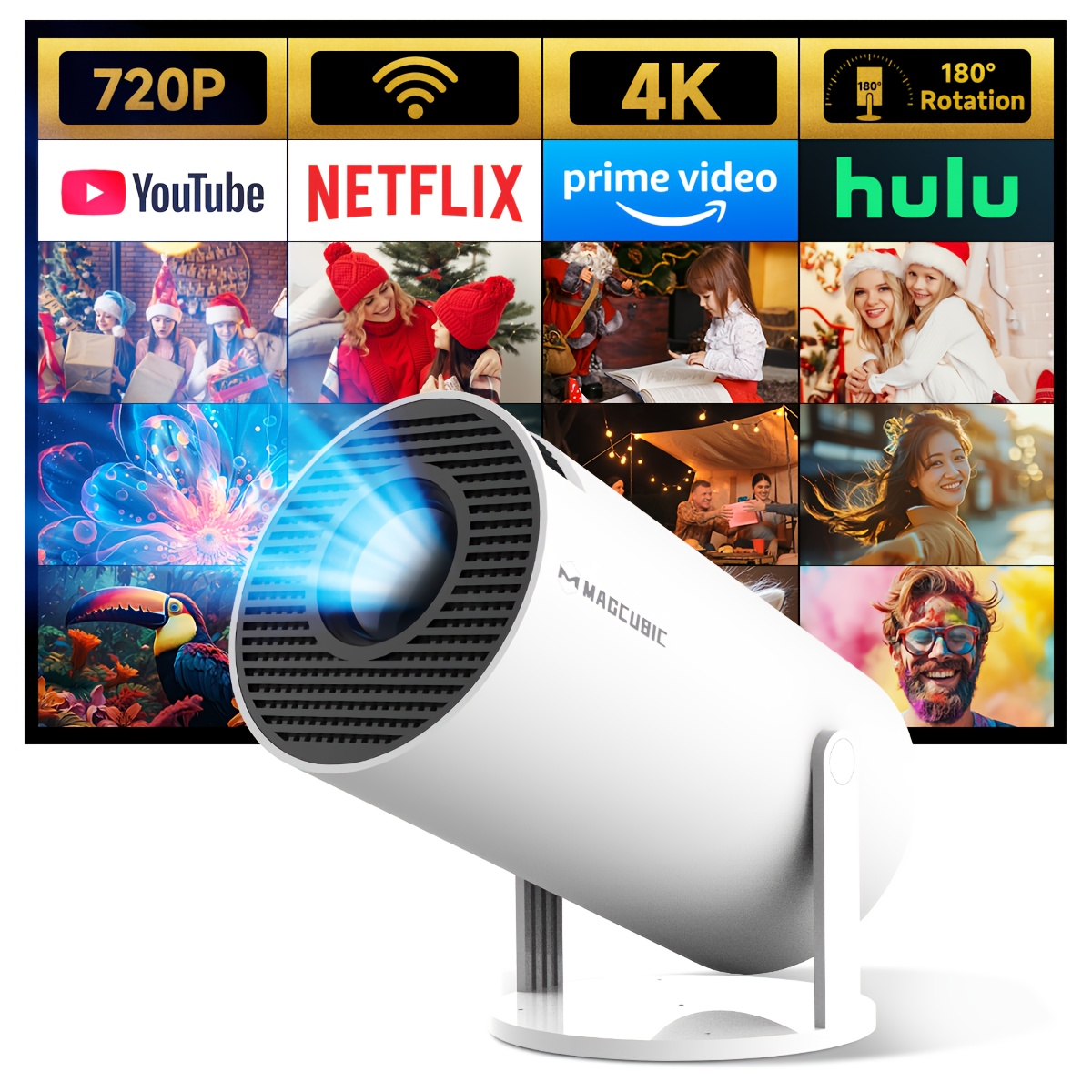 

4k Android 11 Magcubic Projector Hy300 Dual Wifi6 260ansi H713 Wireless5.0 1080p 1280*720p Mini Projetor