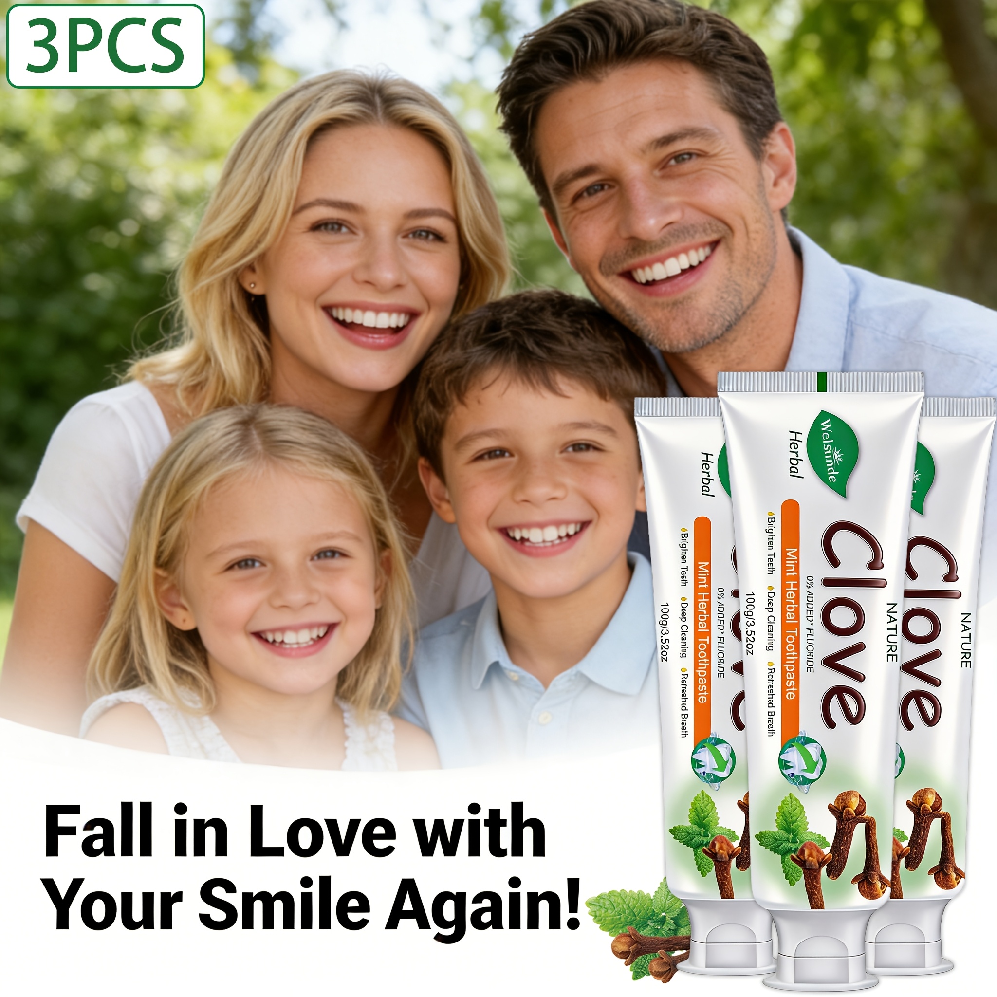 3pcs Clove Mint Herbal Toothpaste for Deep Cleaning
