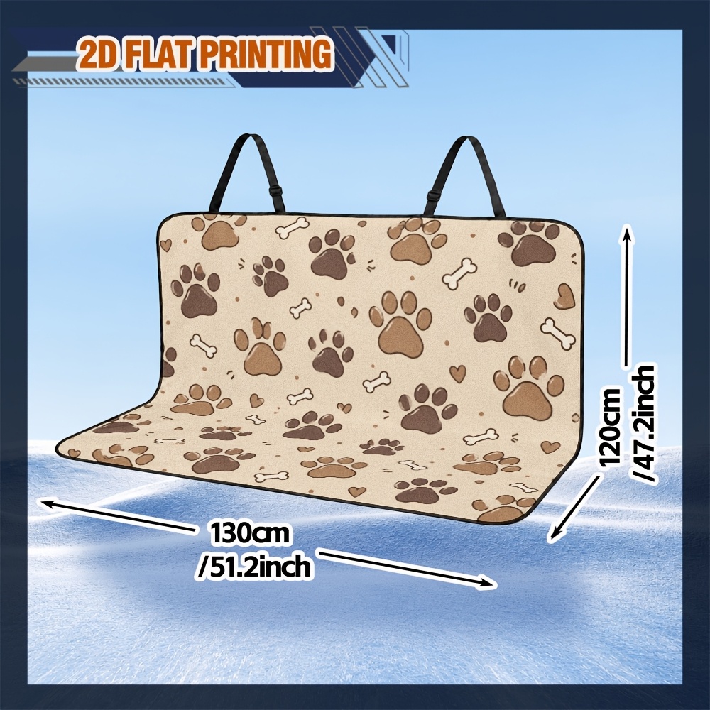 TEMU Protector de Asiento de Coche 2D , 1 pieza, Motivo Bohemio con de Pata Marrón, Alfombra para Asiento Trasero de Mascotas, Cubierta de Viaje para