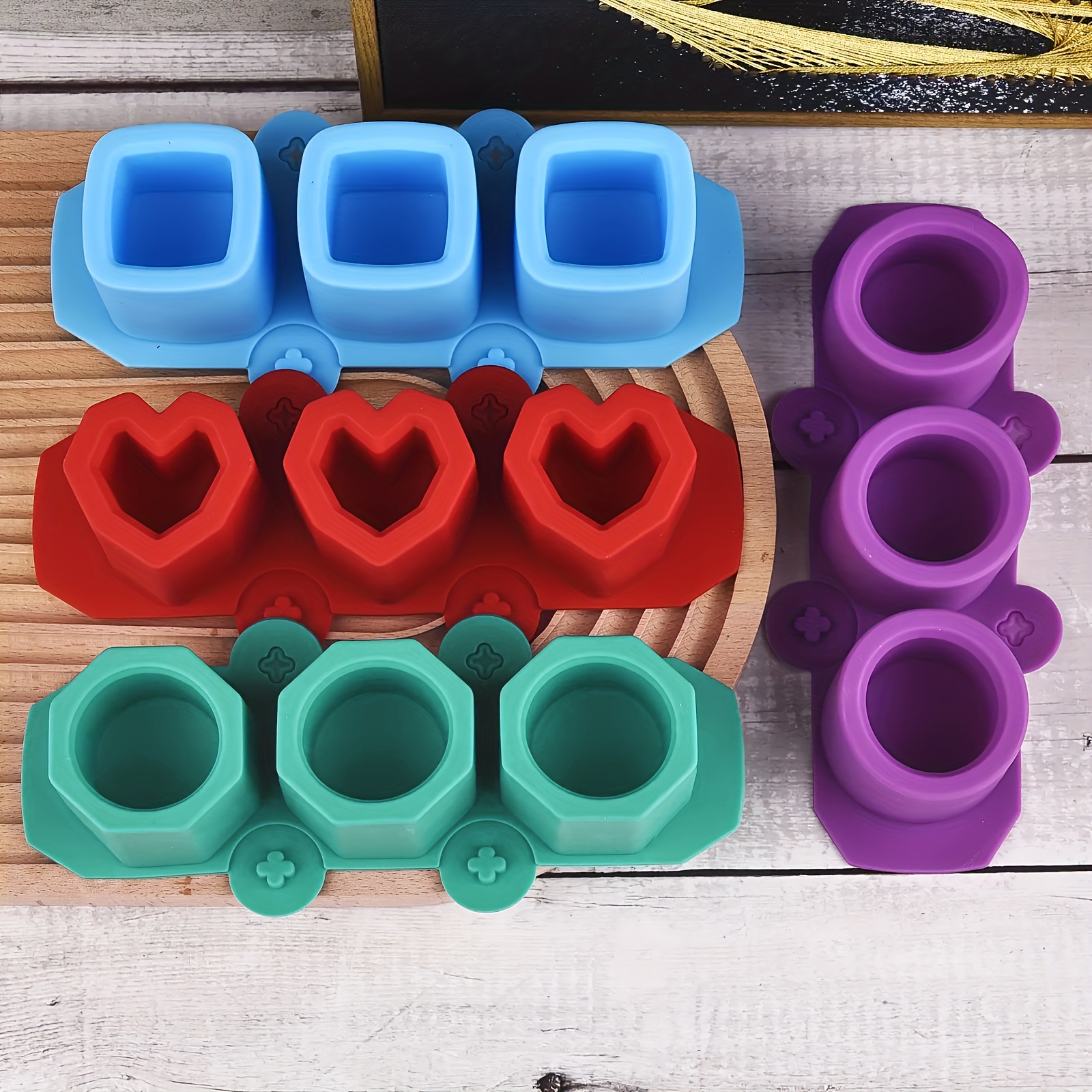 TEMU 4pcs Mini Silicone Mold Set For Succulents, Candles & Crafts, , Versatile Shapes