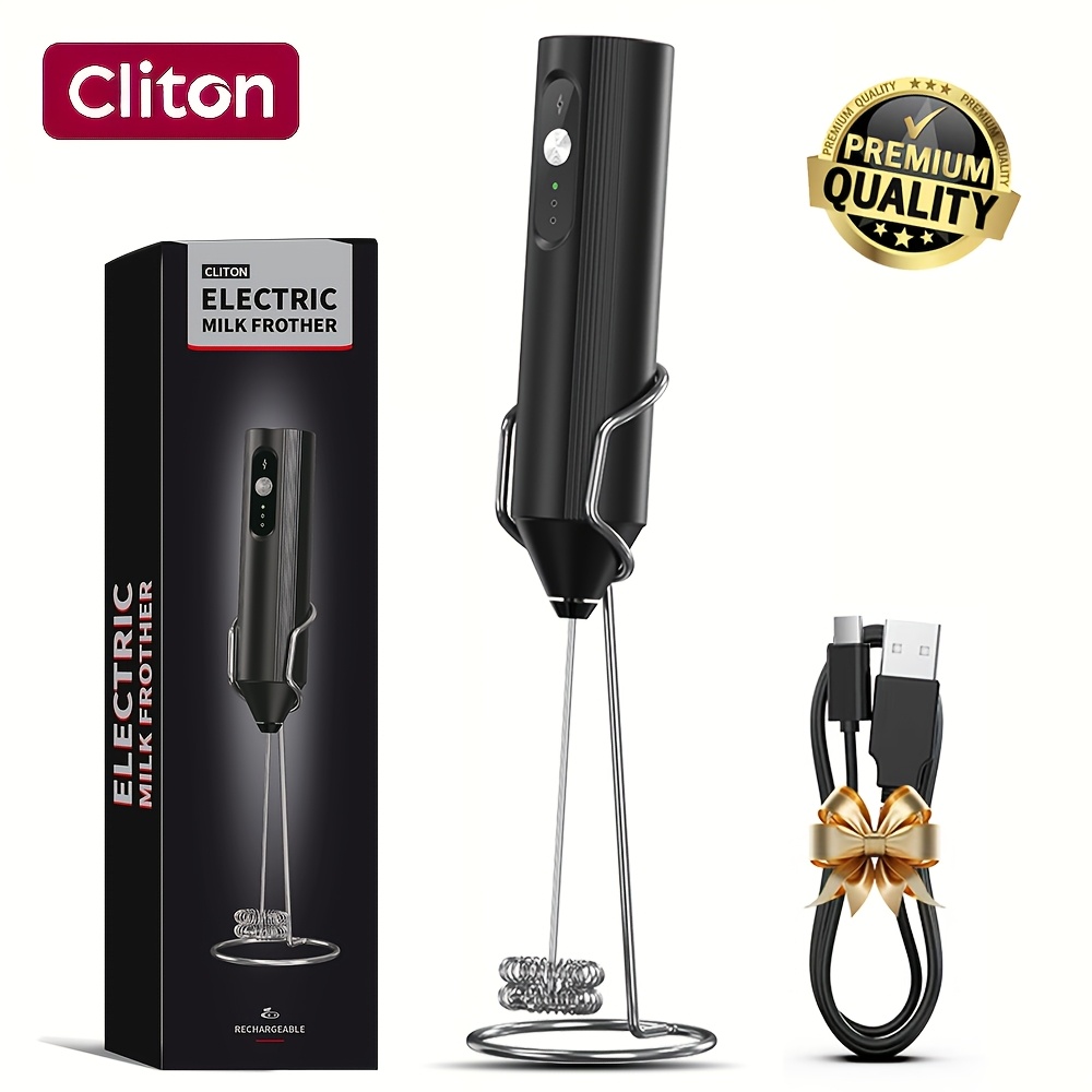 Image of Rechargeable Electric Milk Frother, Handheld Foam Maker & Charging Cable, Perfect For Coffee, Latte, Cappuccino, Hot Chocolate, Ideal Christmas Gift For , Compact & Powerful Kitchen Gadget