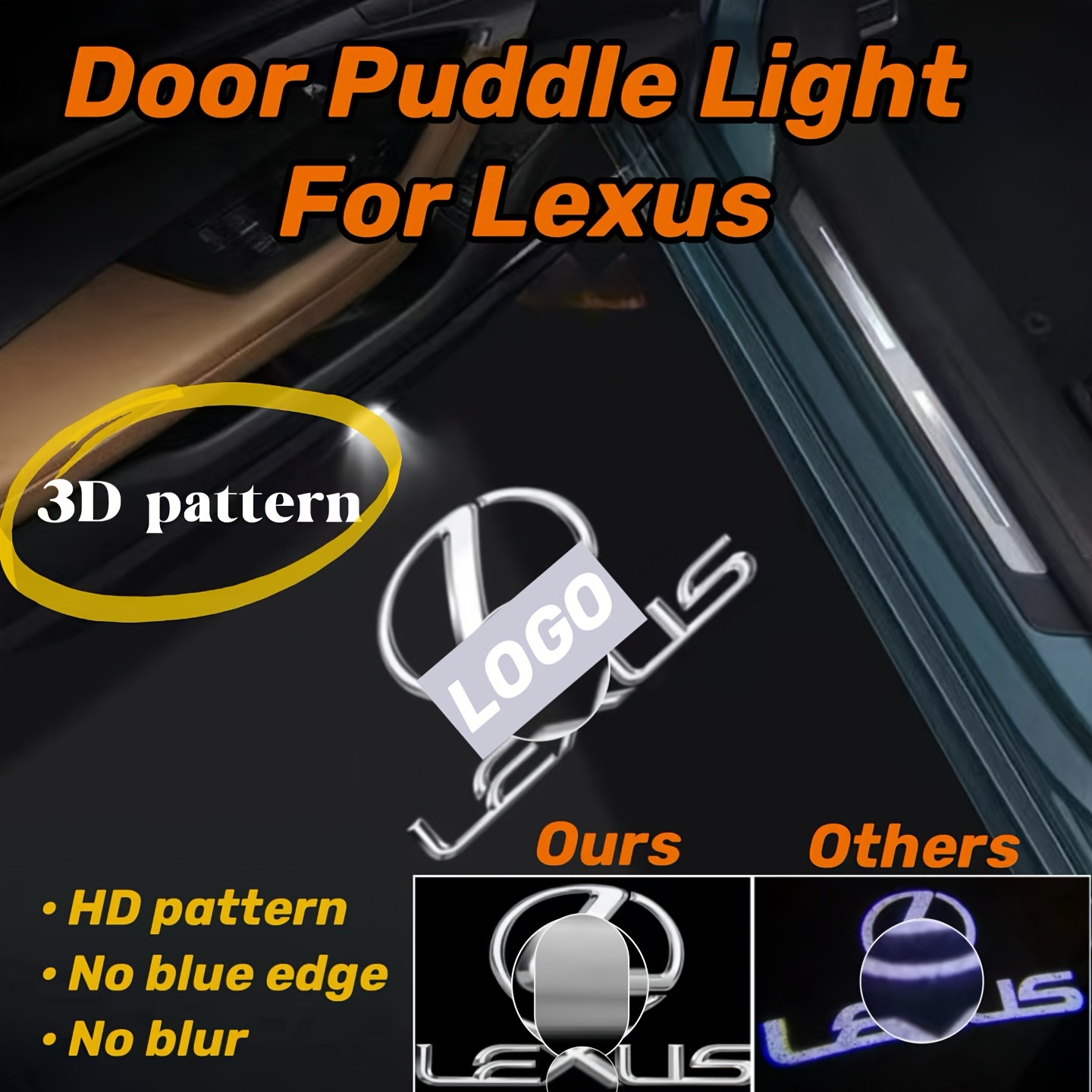 

1pc/1 Door 3d Pattern Hd Door Puddle Lights For Lexus/for Es Models/for Gs Models/for Rx Models/for Nx Models/ For Is Models/ For Lx Models/for Gx Models/hd Door Welcome Light, Without Battery