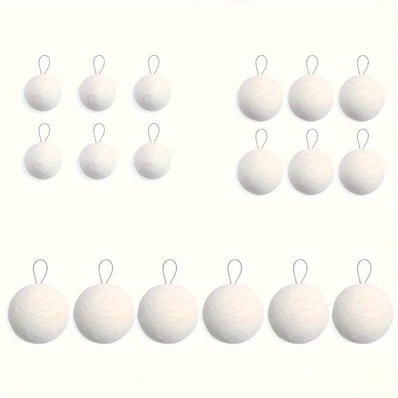 TEMU 18-pack White Foam Christmas Ornaments - Elegant Hanging Snowball Decorations For Tree, Winter Parties, And Holiday Home Decor, Durable & Easy To Hang, Non-electric & Battery-free