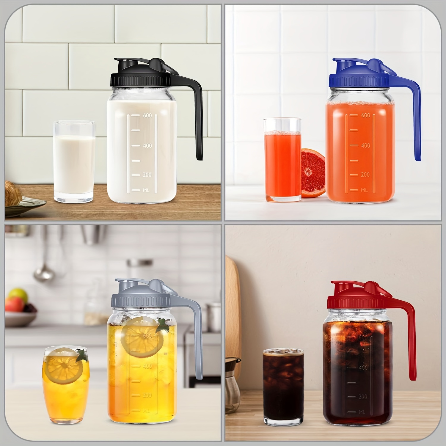 2 3 pack 64oz large capacity glass pitcher lid pitchers - Temu
