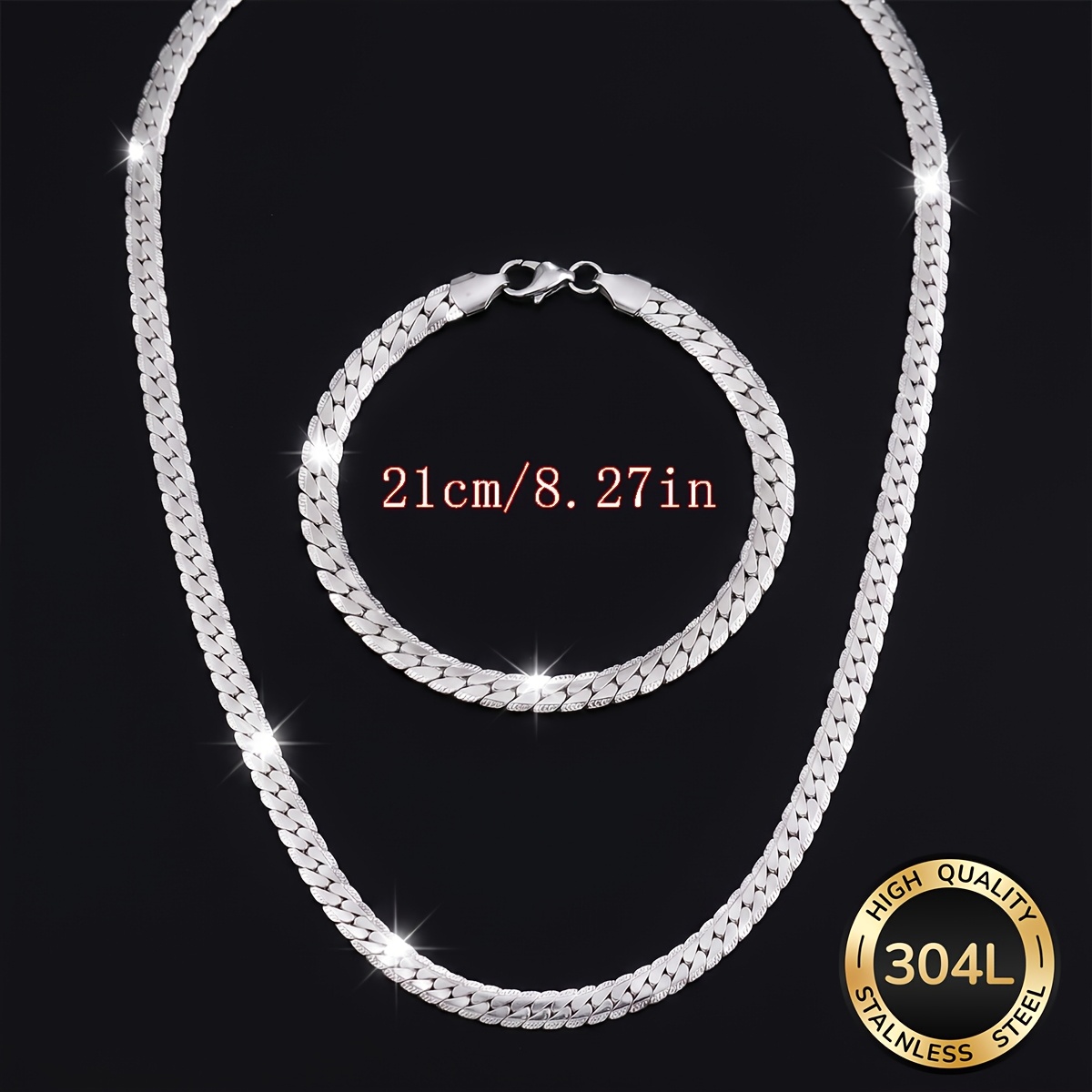 2pcs Men's Jewelry Set with Cleaning Cloth, Casual Style