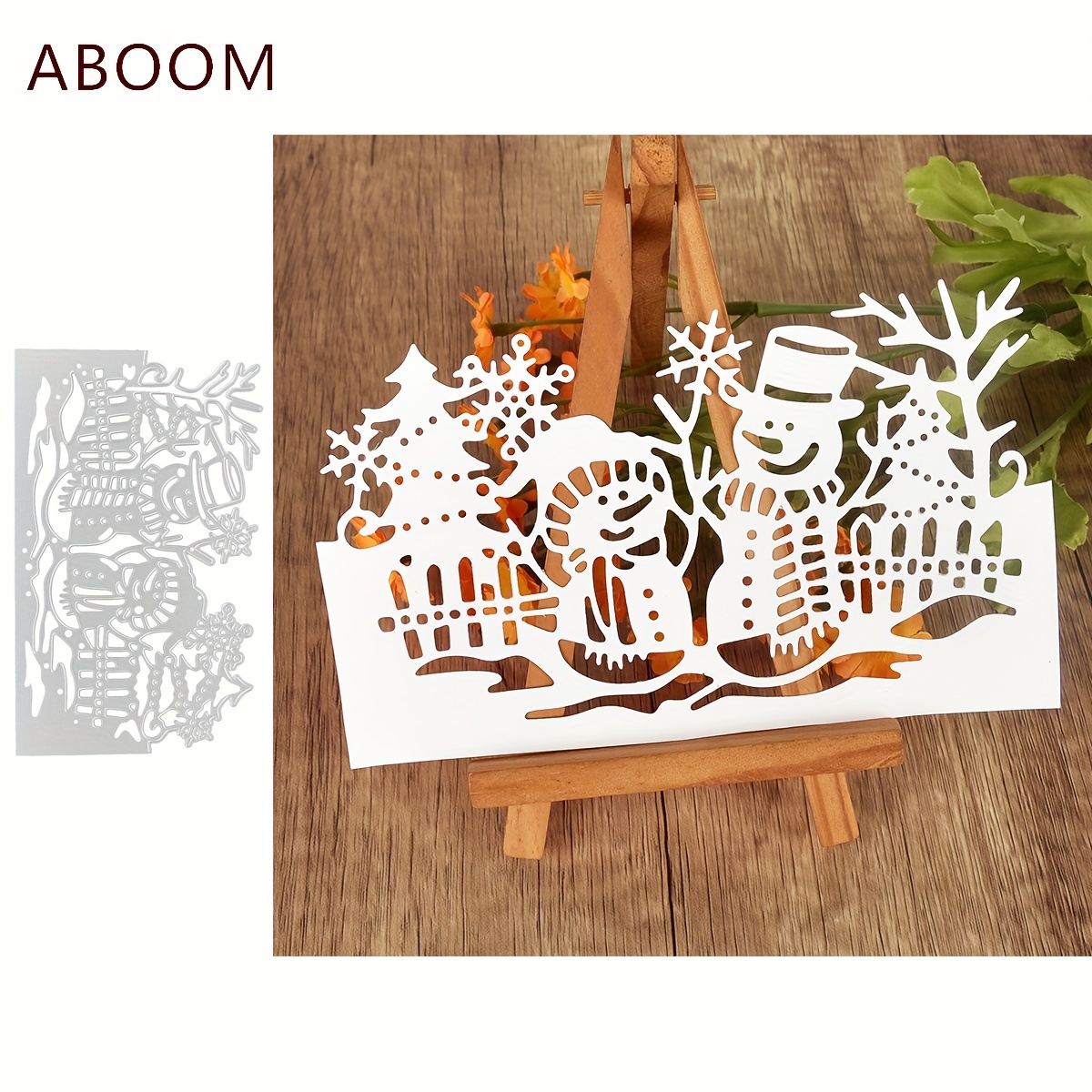 

Aboom Christmas Snowman Metal Cutting Dies Set For Diy Scrapbooking, Album Paper Cards, Embossing Arts Crafts - Winter Scene Shape Mold Stencil Templates With Festive Border