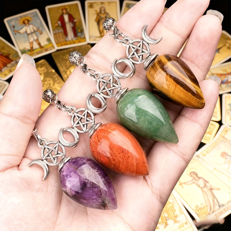 5pcs Three-Phase Moon Waterdrop Crystal Pendulum Set
