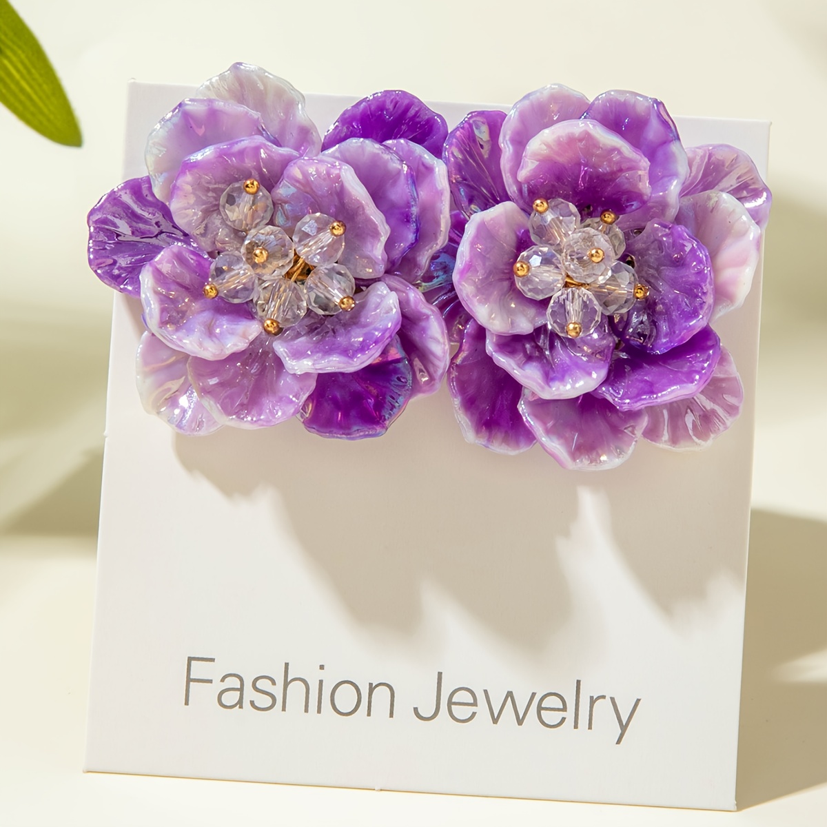 TEMU 1 Pair Of Elegant And Stylish Colored Resin Flower Earrings, Three-dimensional Realistic Flower Studs, Suitable For Parties And Banquets, An