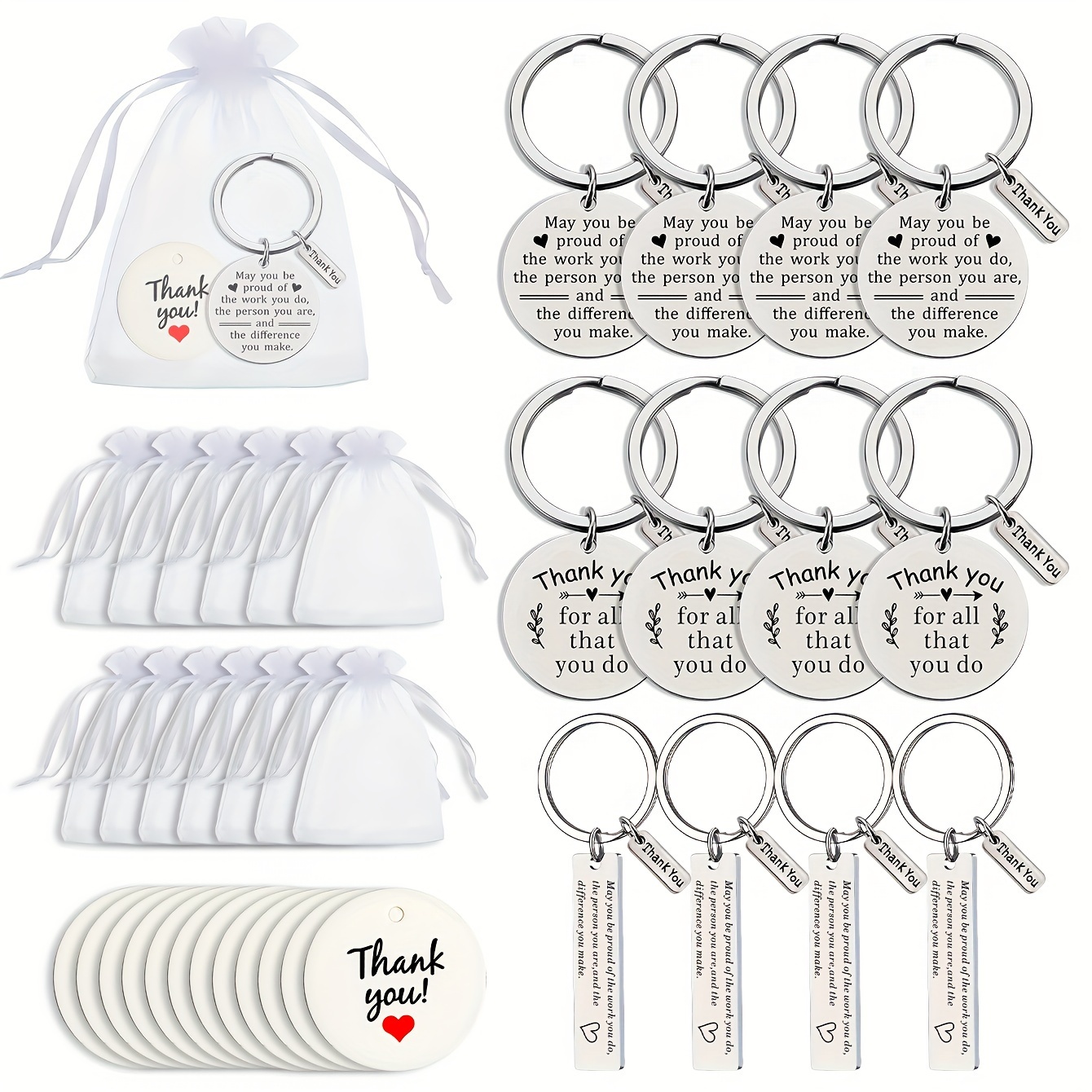 

36-piece Employee Appreciation Gift Set - Fashionable Stainless Steel Keychains With Inspirational Quotes, Thank You Cards & Organza Bags - Ideal For Team , Office Celebrations, Holiday Presents