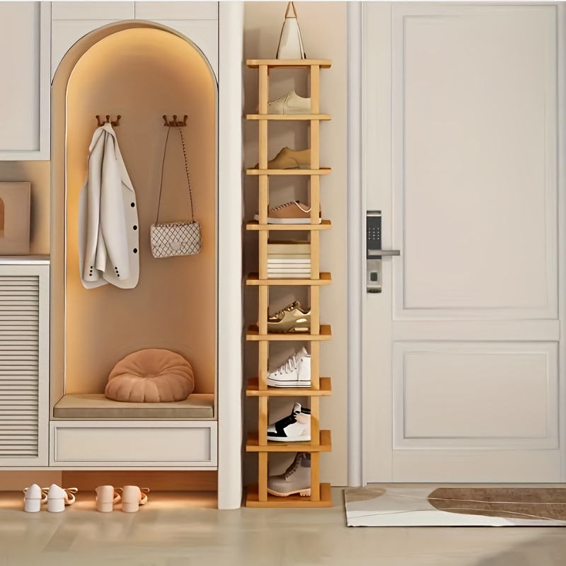 Zapatero vertical de madera para detrás de la puerta, estante de  almacenamiento de zapatos, organizador de zapatos para ahorrar espacio,  estante