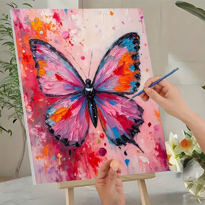 UNIVERTEN Kit De Pintura Por Números – Lienzo 40×50 Cm Con Mariposas – Pinturas Acrílicas Y 3 Pinceles – Ideal Para Adultos Y Niños – Decoración De Pared Y Relajación