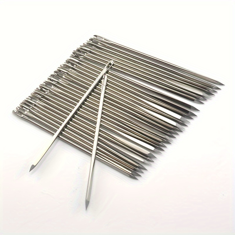 

10-piece Stainless Steel Leathercraft Needles Set, 58mm Long - Sharp Triangle & Diamond Points For Hand Sewing, Diy Repair &