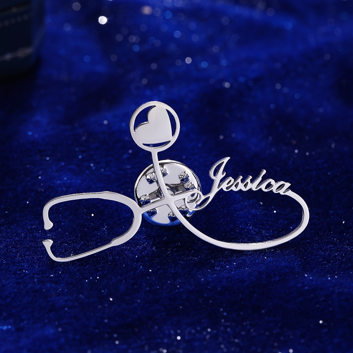 E-shop Personalisierte Stethoskop Brosche Anstecker, Mode Namensschild Revers Brosche Schmuck Geschenk für Frauen Hochzeit Brautjungfer Zusätze