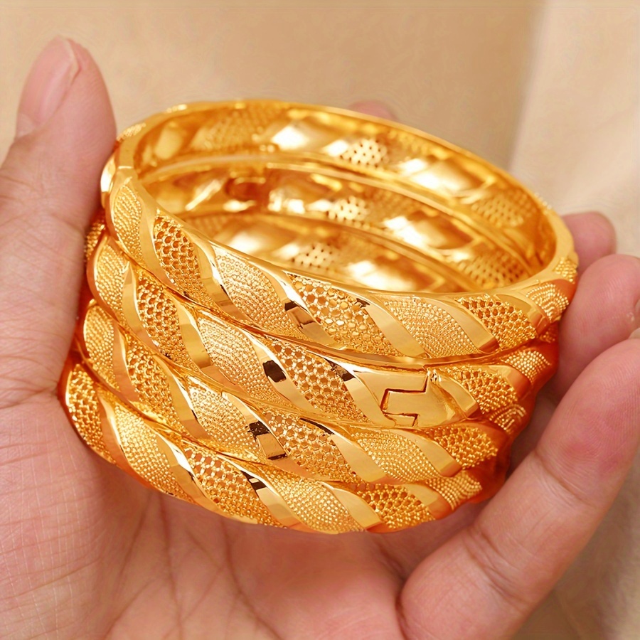 set of 4 elegant   bangles stylish open cuff design for women ideal for weddings and everyday wear Product details 2
