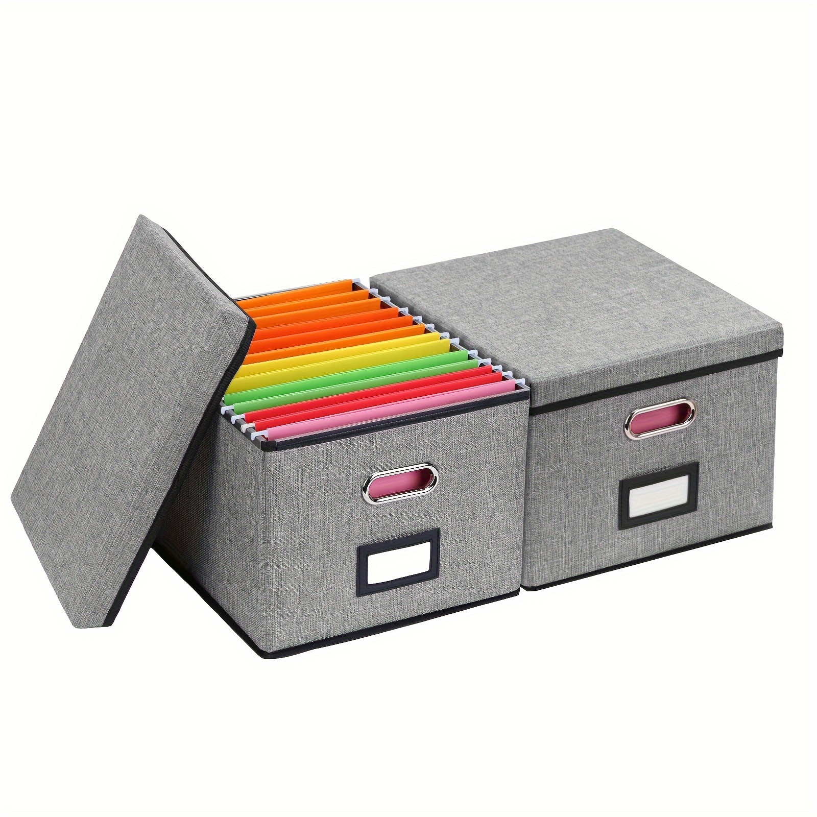 

2 Pack Dark Gray File Organizer Box, File Box For Hanging Files, File Organizer Box With Handles, File Storage Organizer For Letter/legal, 15*12.5*10 In