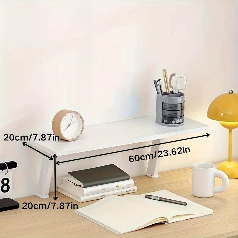 1 Wooden Floating Desktop Stand - Rectangular Tabletop Storage Rack, 60cm*20cm, No-drill Installation, Organizer Suitable For Home Office, Desktop Shelf, Desk Extension Tray