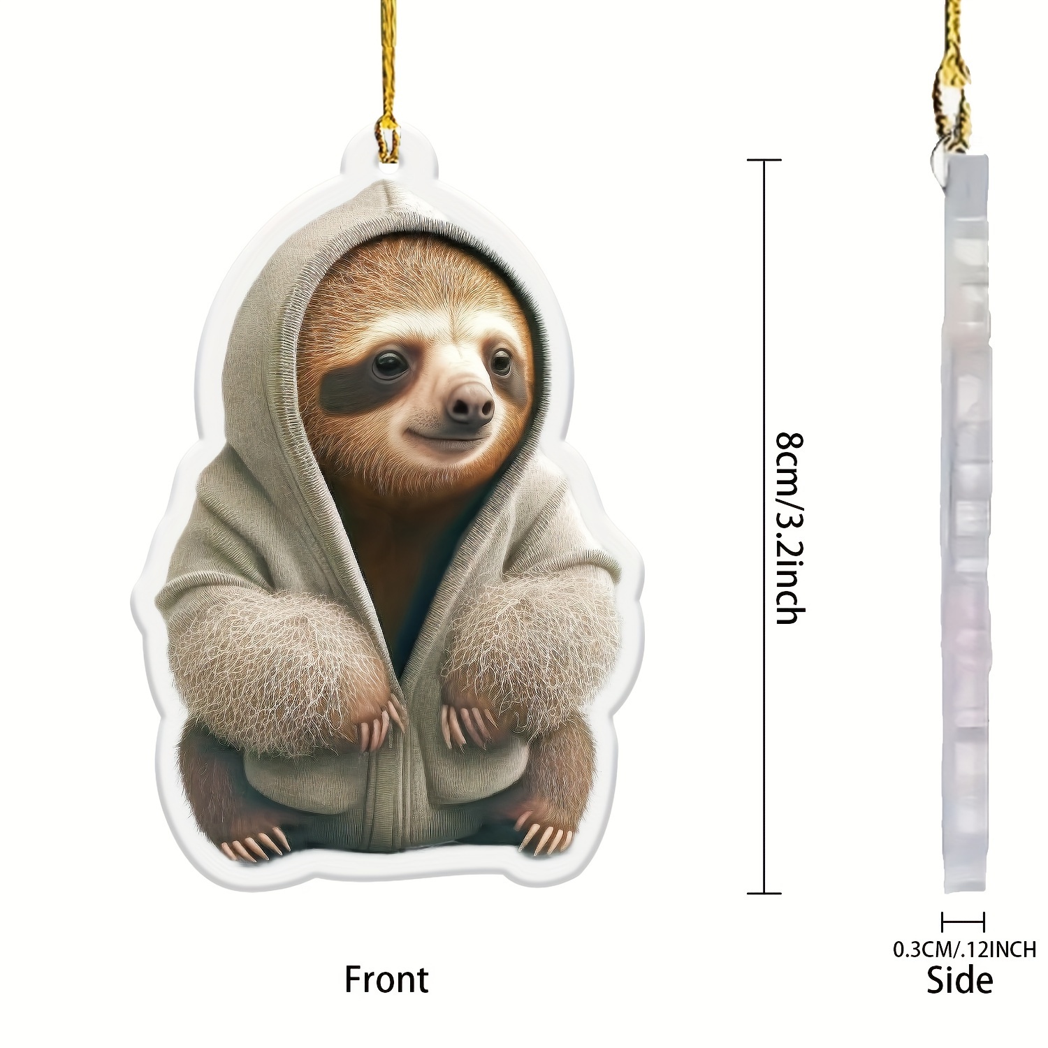 

1pc Cute Sloth 2d Flat Acrylic Pendant, Car Rearview Mirror Decoration Pendant, Bag And Keychain, Courtyard Ornaments