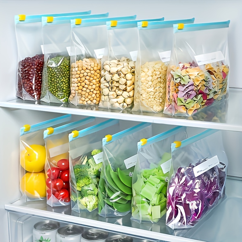 20/15/10pcs Storage Bags, Zippered Fresh-keeping Bag, Food Sorting Storage Bag, Food Preservation Sealed Bag, for Fruit, Grain, Vegetable And Meat, Kitchen Organizers And Storage, Kitchen Accessories