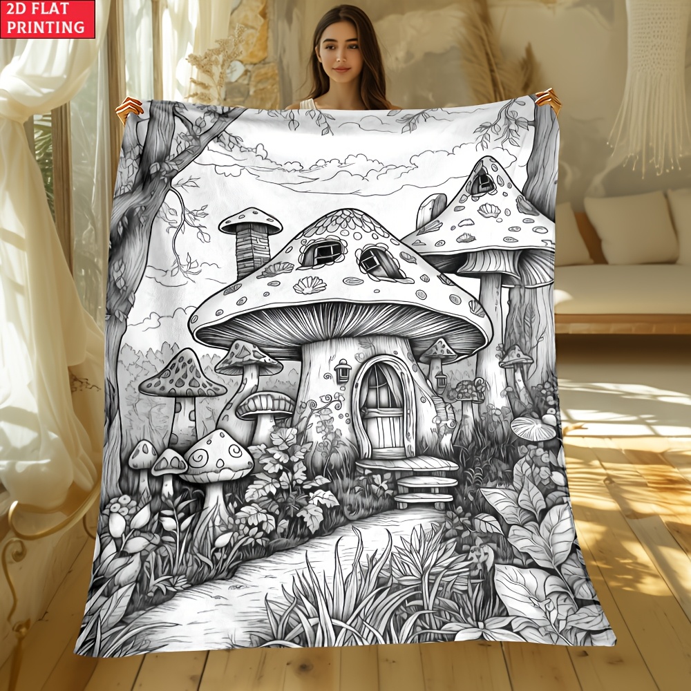 TEMU 1pc Portable Blanket With A Coloring Design - A Lightweight Blanket Suitable For Use On Sofas, Beds, During Travel, Camping, Or In Living Rooms,