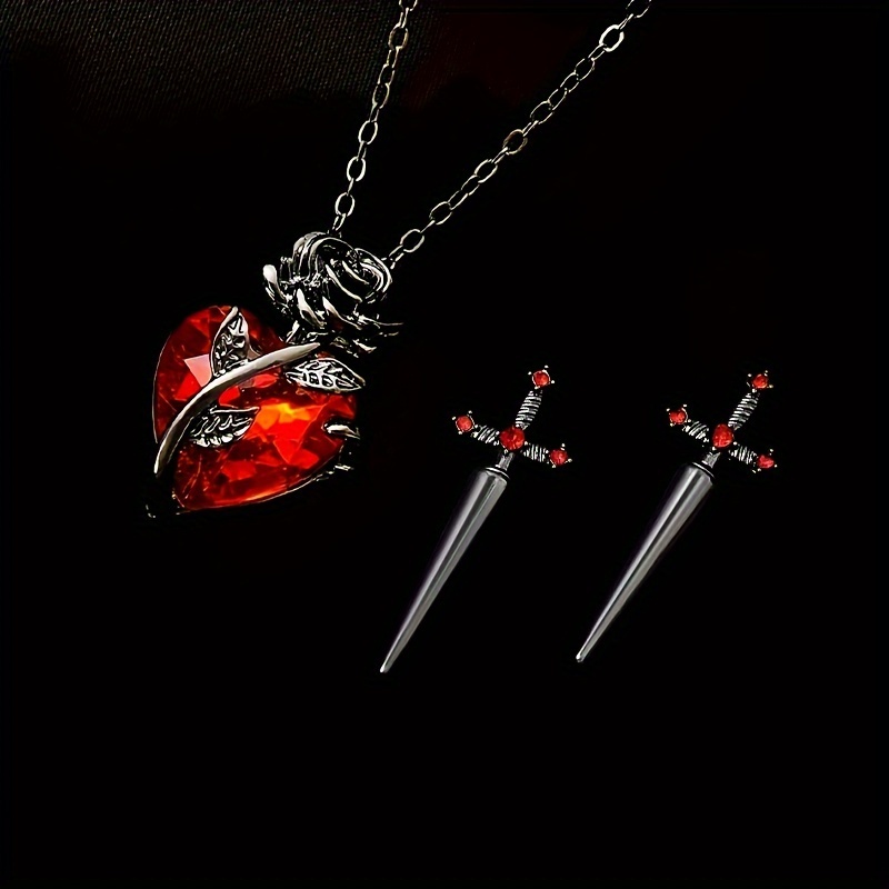 

[customer ] Chic Black Pendant & Sword Earrings Set - Zirconia, Alloy, Party-ready Jewelry For Girls