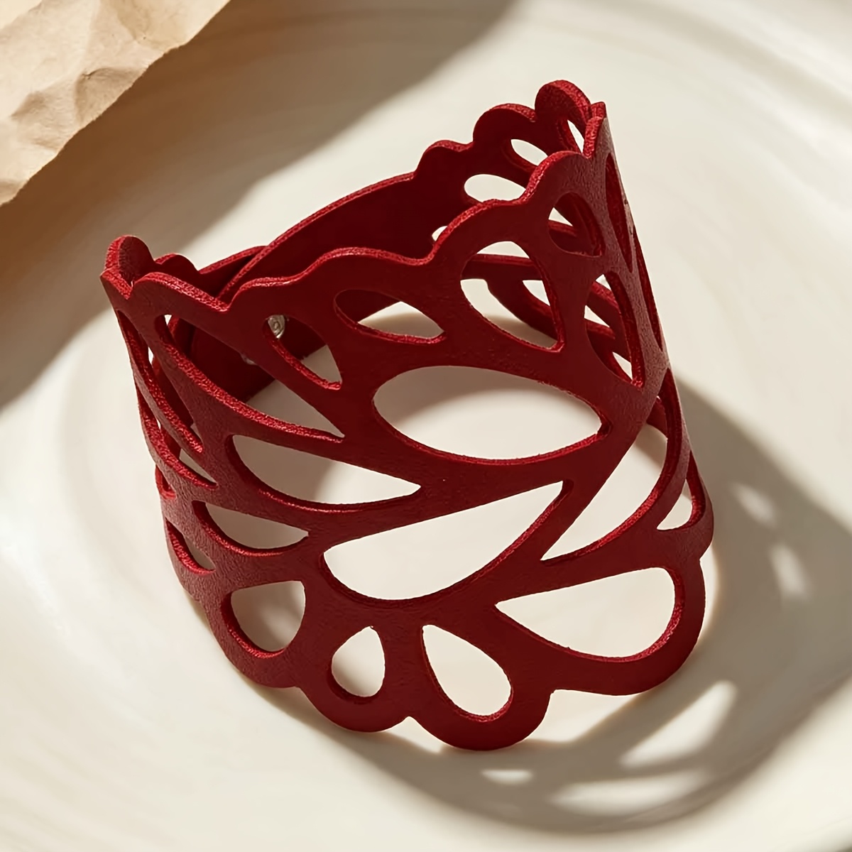 TEMU 1pc Women's Individual Double-layer Bracelet Hollow Leaf Wide Wristband Bohemian Style Niche Jewelry Gift Bracelet