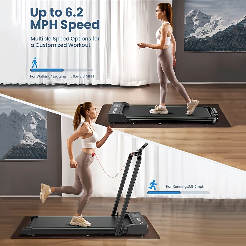 portable 2 in 1 home folding treadmill with support for 2 5hp treadmill 265 lb capacity under table walking pad with remote control and running pad for walking and jogging use for mothers day birthday gifts without battery details 2