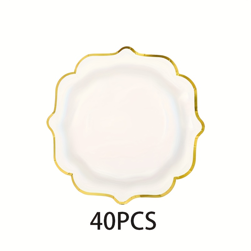 Image of 24/40pcs 9-inch 23cm Multi-functional Party Plates - Wavy Edge Dessert Plates, Dual Sizes, And Material, Suitable For Tea /baby Shower/halloween Christmas Celebration Decoration
