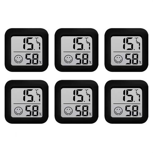 6pcs thermometer hygrometer 2 in 1 with lcd display indicator temperature humidity monitor suitable for home office greenhouse easy wall mount or stick on installation