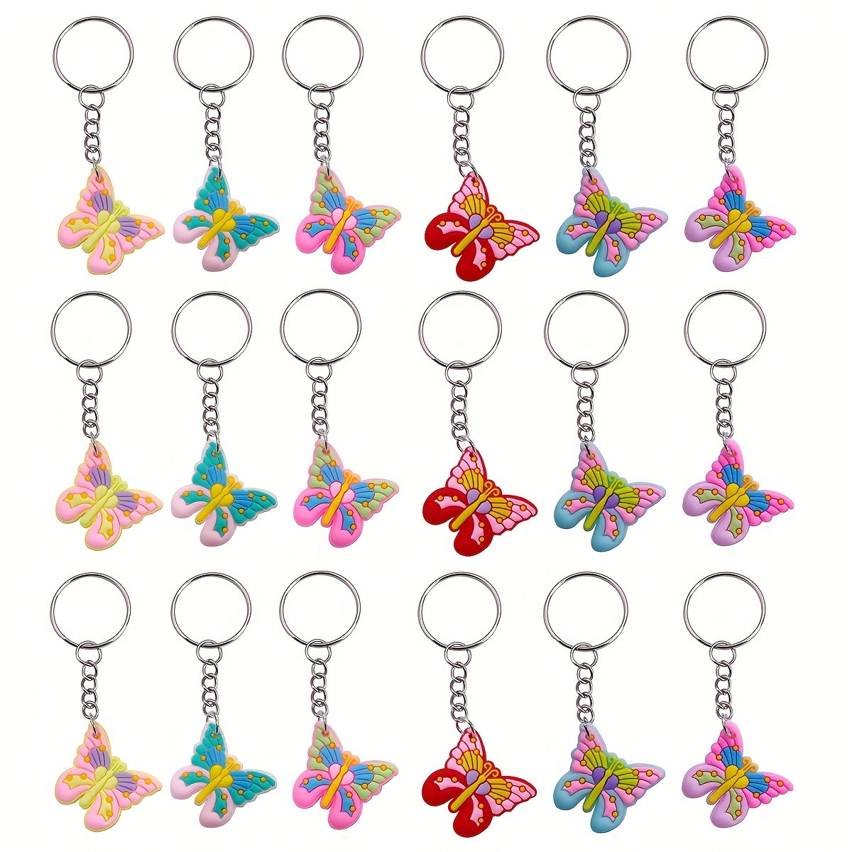 Image of 18 Colorful Cartoon Keychain Keyrings, Perfect For Back-to-school Gifts, Holiday Parties, And Small Decorative Additions