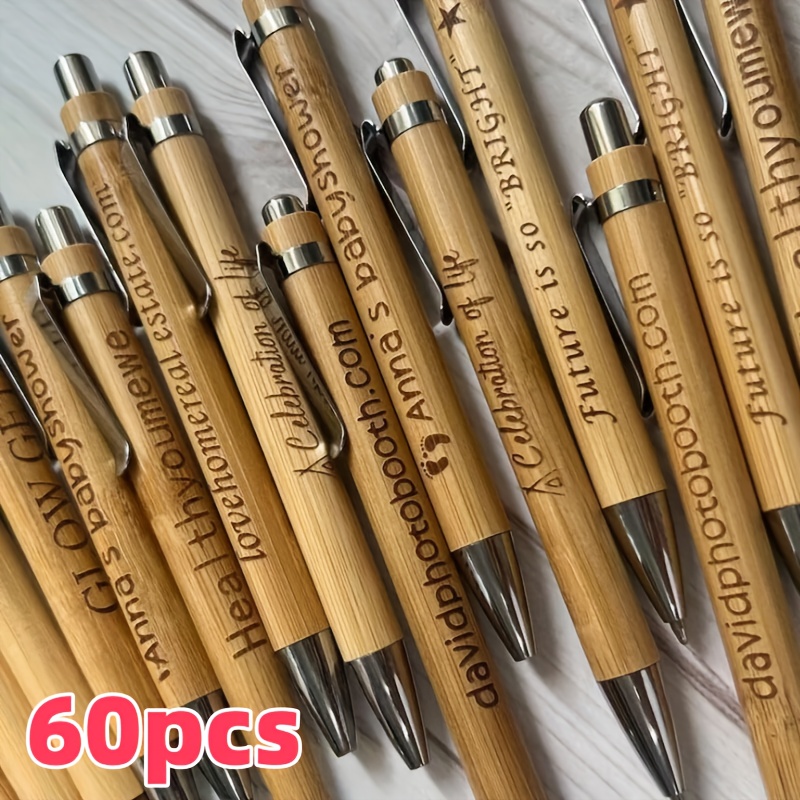 60pcs/36pcs/12pcs Customizable Bamboo Ballpoint Pens, Smooth Writing, Personalized For Birthdays, Anniversaries, Inspirational Quotes, And Special Gifts