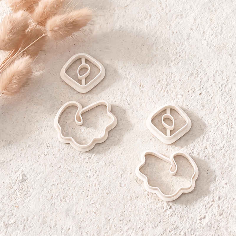 TEMU Juego de 4 moldes cortadores de arcilla estilo bohemio con cuadrados huecos y ondulados - Bordes lisos para fabricación de joyas DIY, de veta de