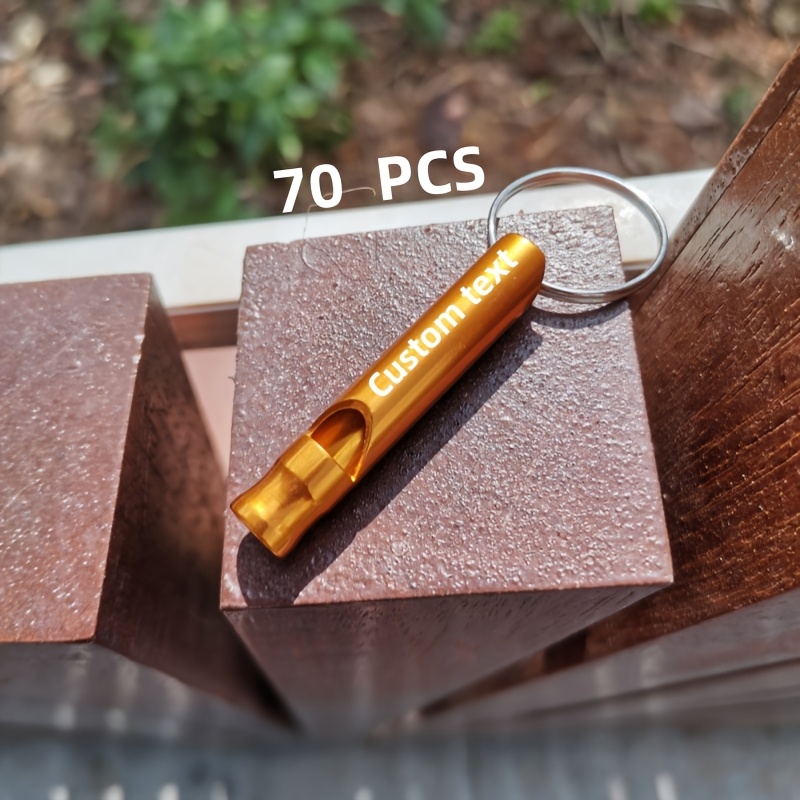 70 Custom Engraved Aluminum Alloy Whistle Keychains