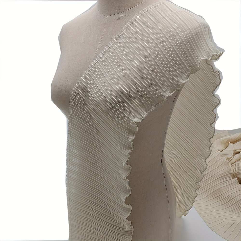 TEMU Un metro di pizzo plissettato beige, decorazioni e accessori per abbigliamento, larghezza 17 cm