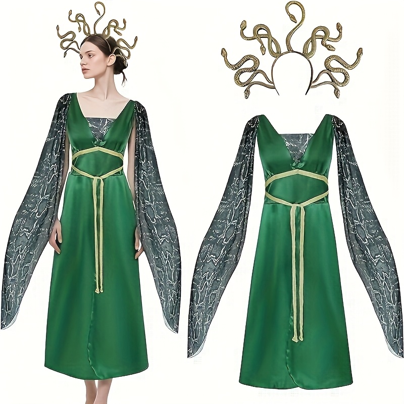 goddess medusa green dress cosplay women costume female - Temu Oman