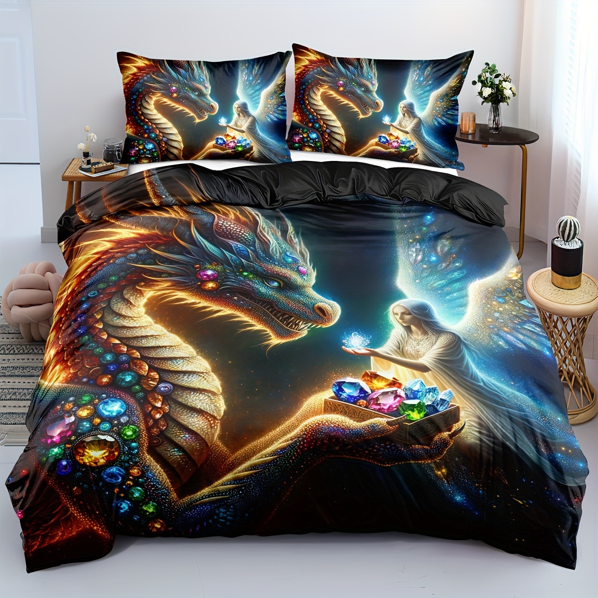 

2/3pcs, Soft And Comfortable Duvet Cover Twin, Dragon Pattern Bedding Set, Dragon Twin Bedding Sets, Western Dragon Bedding Set Twin, (1* Duvet 1/2* Pillowcase, Not Included)